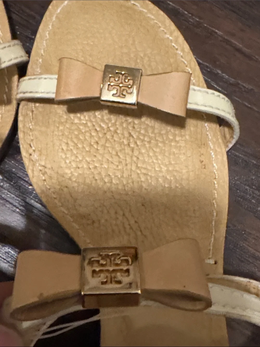 Tory Burch Women’s Tan & Ivory Bow Accent Sandals